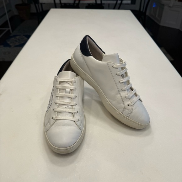 Tory Burch Women’s Sneakers Sz 9 White Leather Leigh T Logo Lace Up - Picture 8 of 9